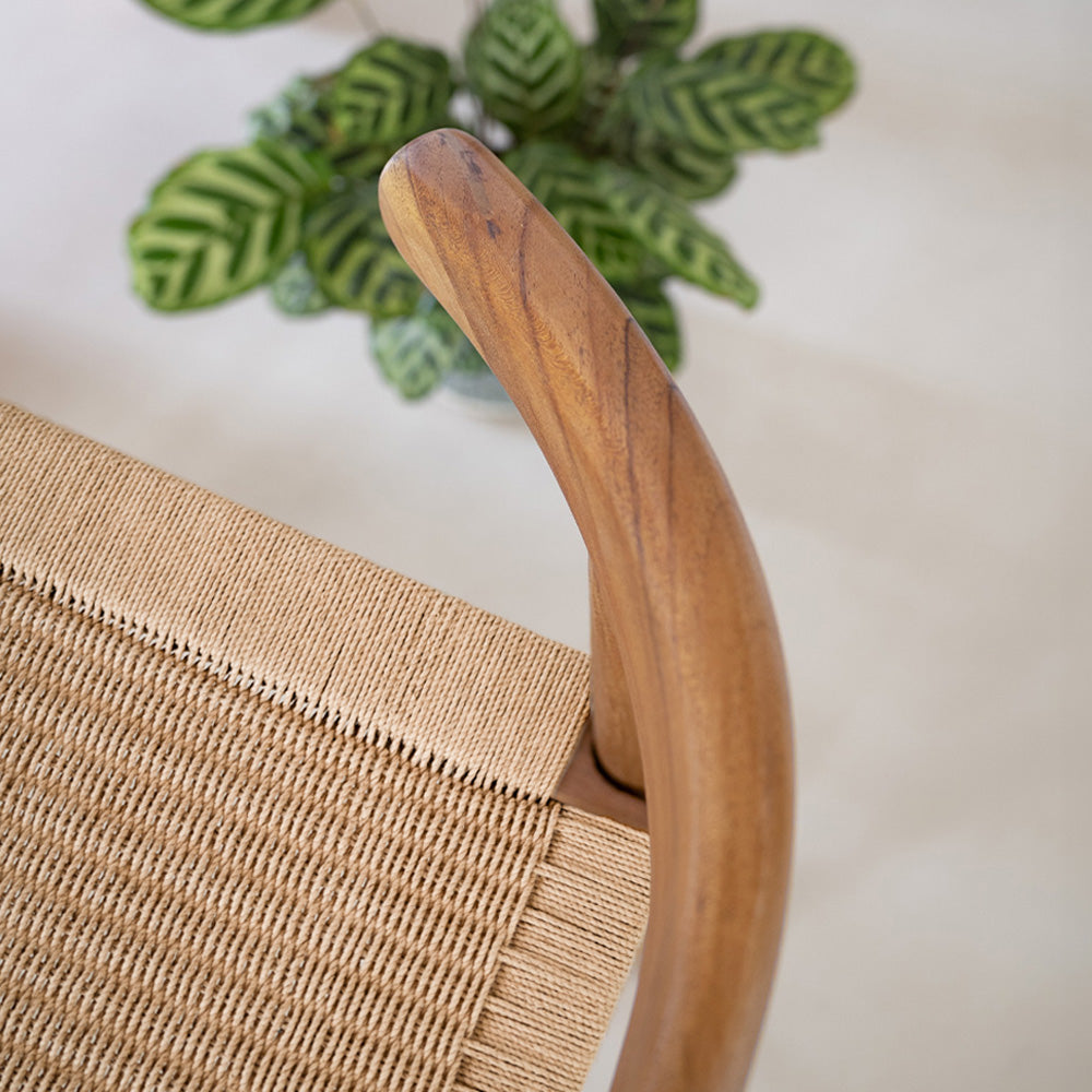 zoom matiere chaise java cordage bois de teck type loom vendue a l unite