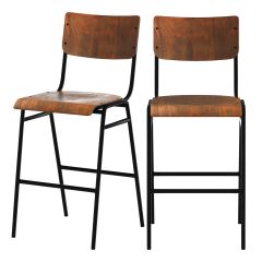 achat chaise de bar en bois fonce et pieds metal