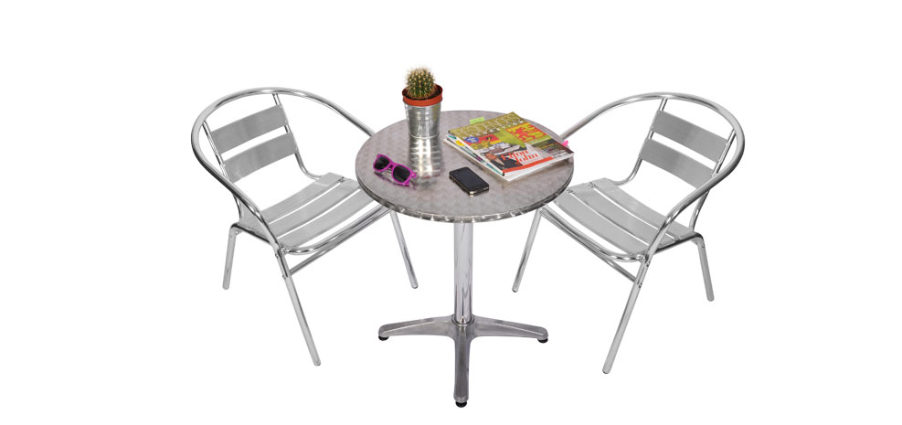 table et chaises de jardin en aluminium