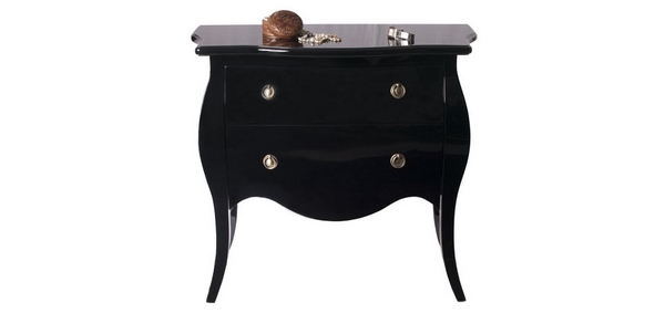 commode noire en bois laqué