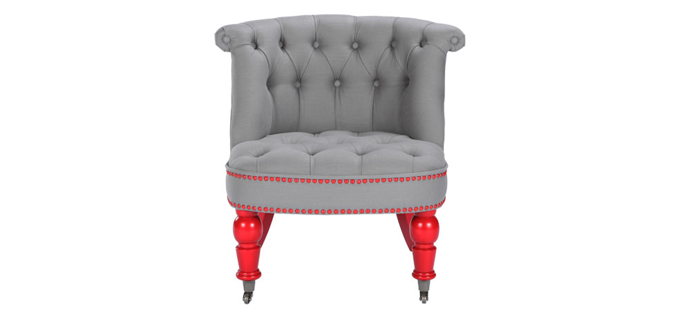 fauteuil crapaud gris capitonné pas cher