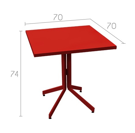 table de jardin métal rouge design